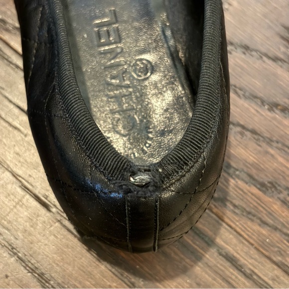 Chanel Cambon black flats oversized double logo quilted ballet flat size 40 - Picture 4 of 16